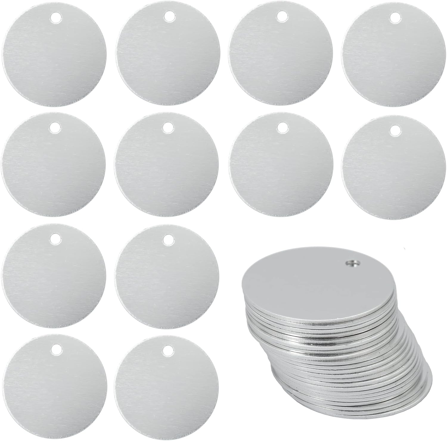 StayMax Round Aluminum Blank Tags Stamping Blanks Engraving Blanks 25 Pack (Siver)
