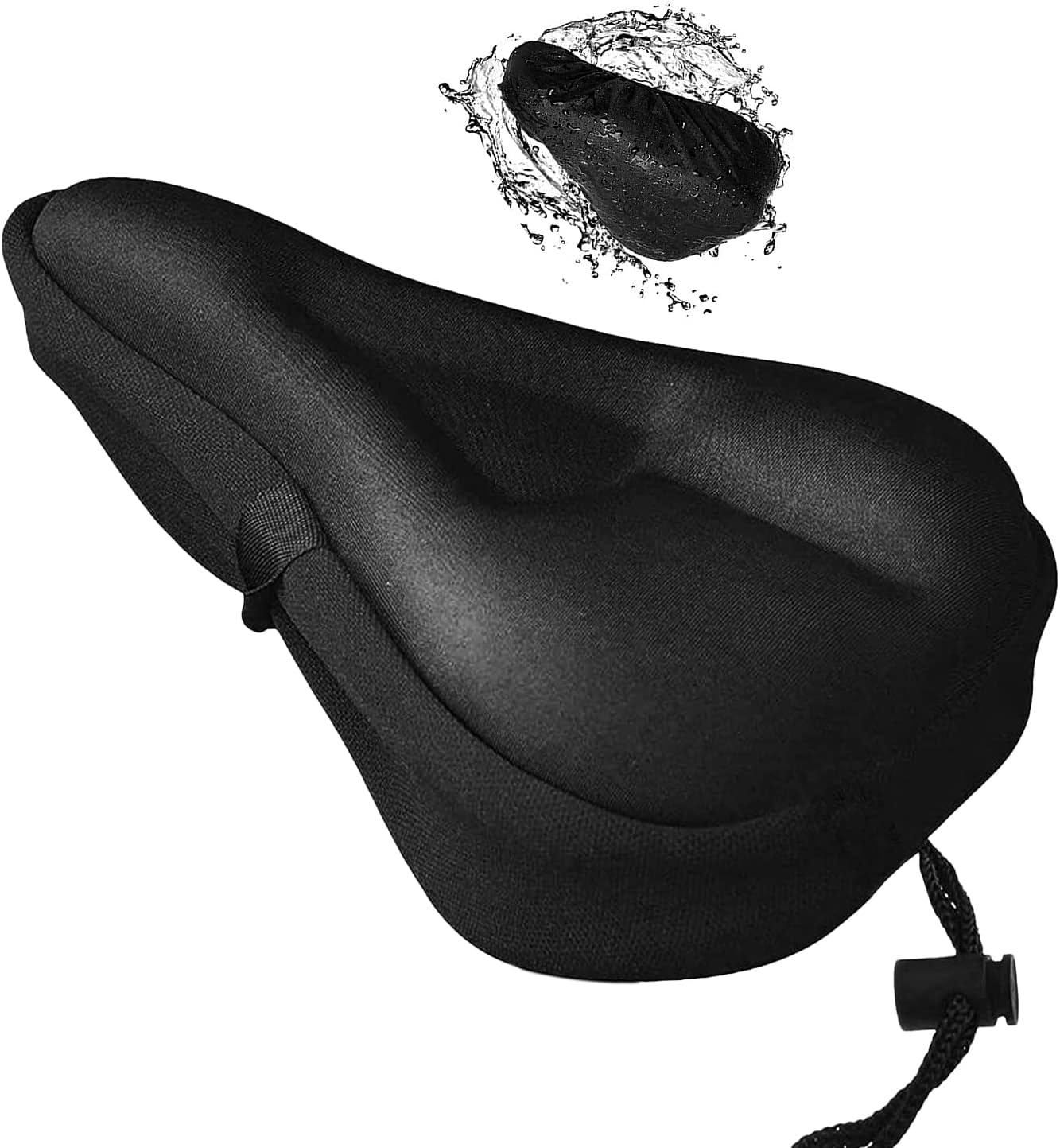 YHT Gel Bike Seat Cover, Extra Soft and Comfortable Bicycle Seat Cushion, Water&Dust Resistant Bike Saddle Cover with Large Memory Foam and Gel Padding, for Indoor and Outdoor Bicycles, Black