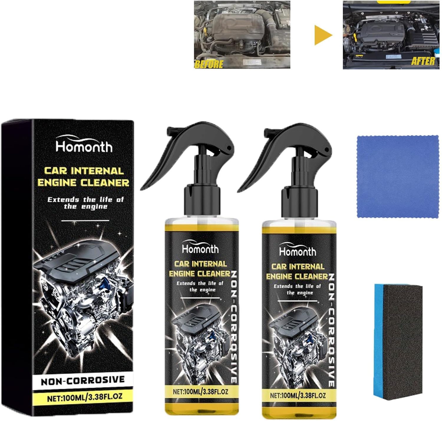 Engine Cleaner Spray- 6.76 Fl. oz（200ML）, Car, Pickup, Van, Motorcycle,Automotive and Machine Engine Cleaner, Removes Dirt, Grime,Grease Remover