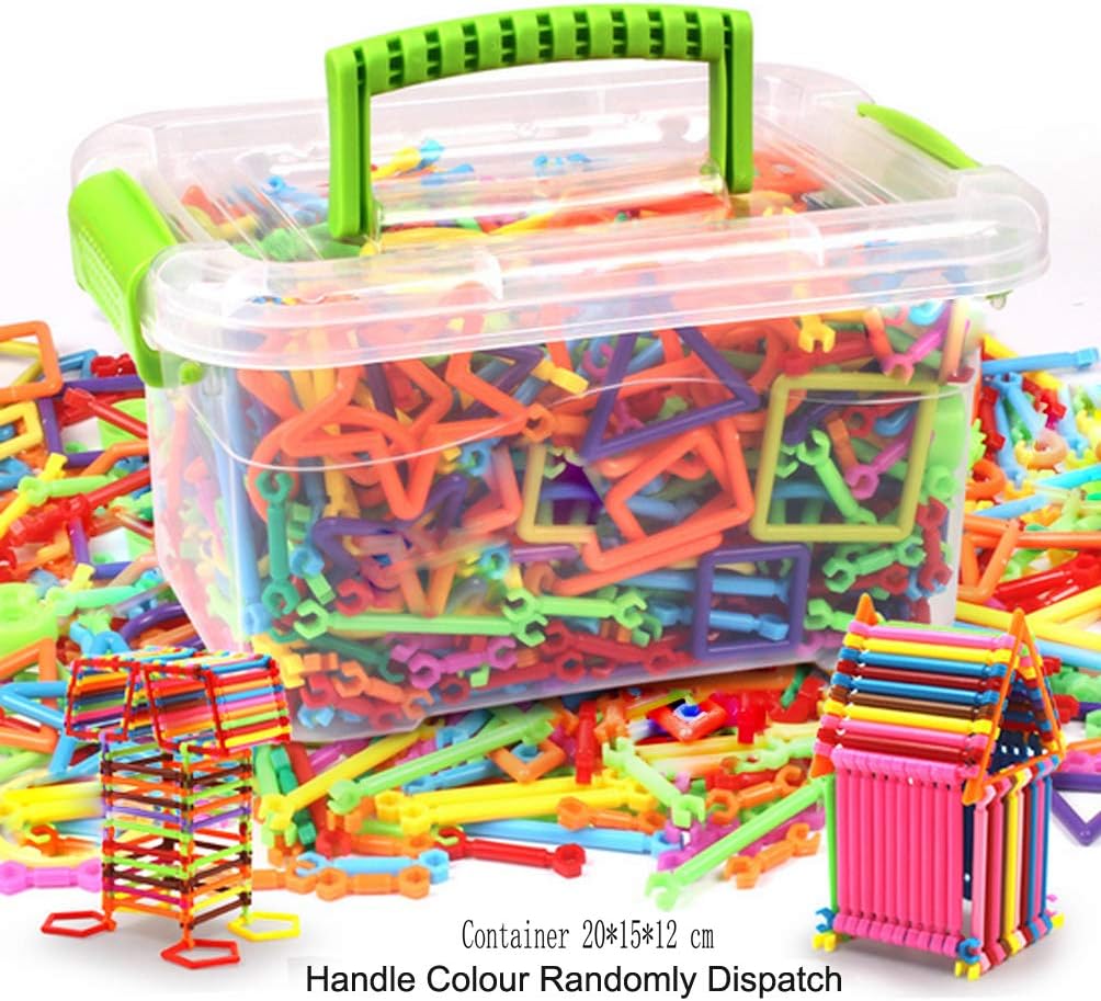 Moonlove Kids Construction Building Blocks Bars DIY Interlocking Magic Sticks Geometry Shapes 3D Intelligence Educational Stacking Toys With Handcarry Box Children Christmas Birthday Gift