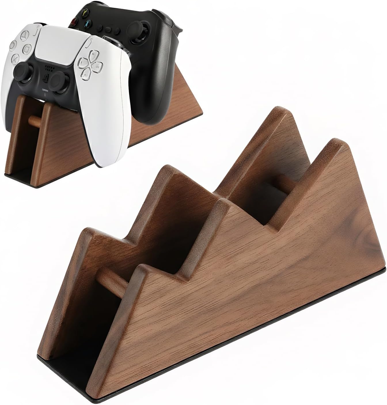 Solid Wood Controller Stand Dual Gaming Controller Holder for Desk