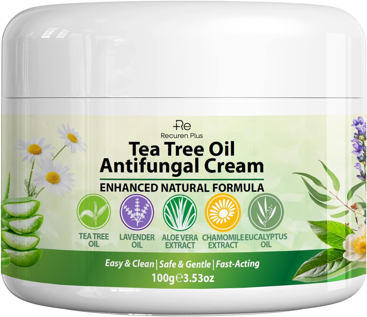 Tea Tree Oil Antifungal Cream: Natural Treatment for Athletes Foot, Jock Itch, Ringworm, Eczema, and Tinea Versicolor, Soothing & Hydrating Formula, 100g