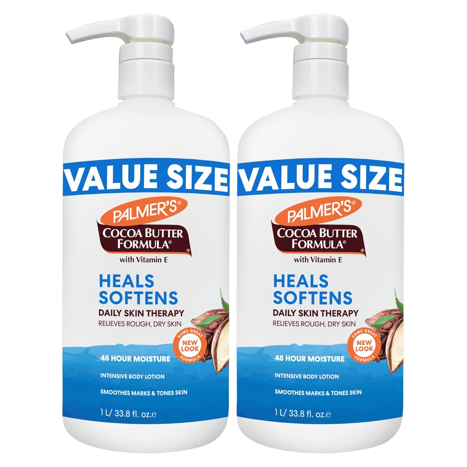 Palmer's Cocoa Butter Formula Daily Skin Therapy Body Lotion, Pump Bottle, 33.8 Ounces (Pack of 2)