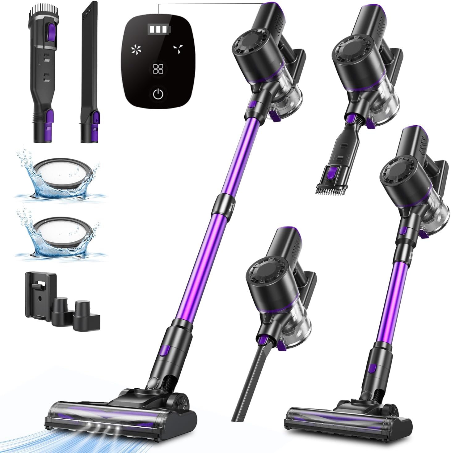 Vexilar V8Pro Cordless Vacuum Cleaner with Upgraded Floor Brush, Up to 40Mins Runtime, 30Kpa Stick Vacuum with Touch Screen, Self-Standing Lightweight Handheld Vacuum for Hard Floor Carpet Pet hair