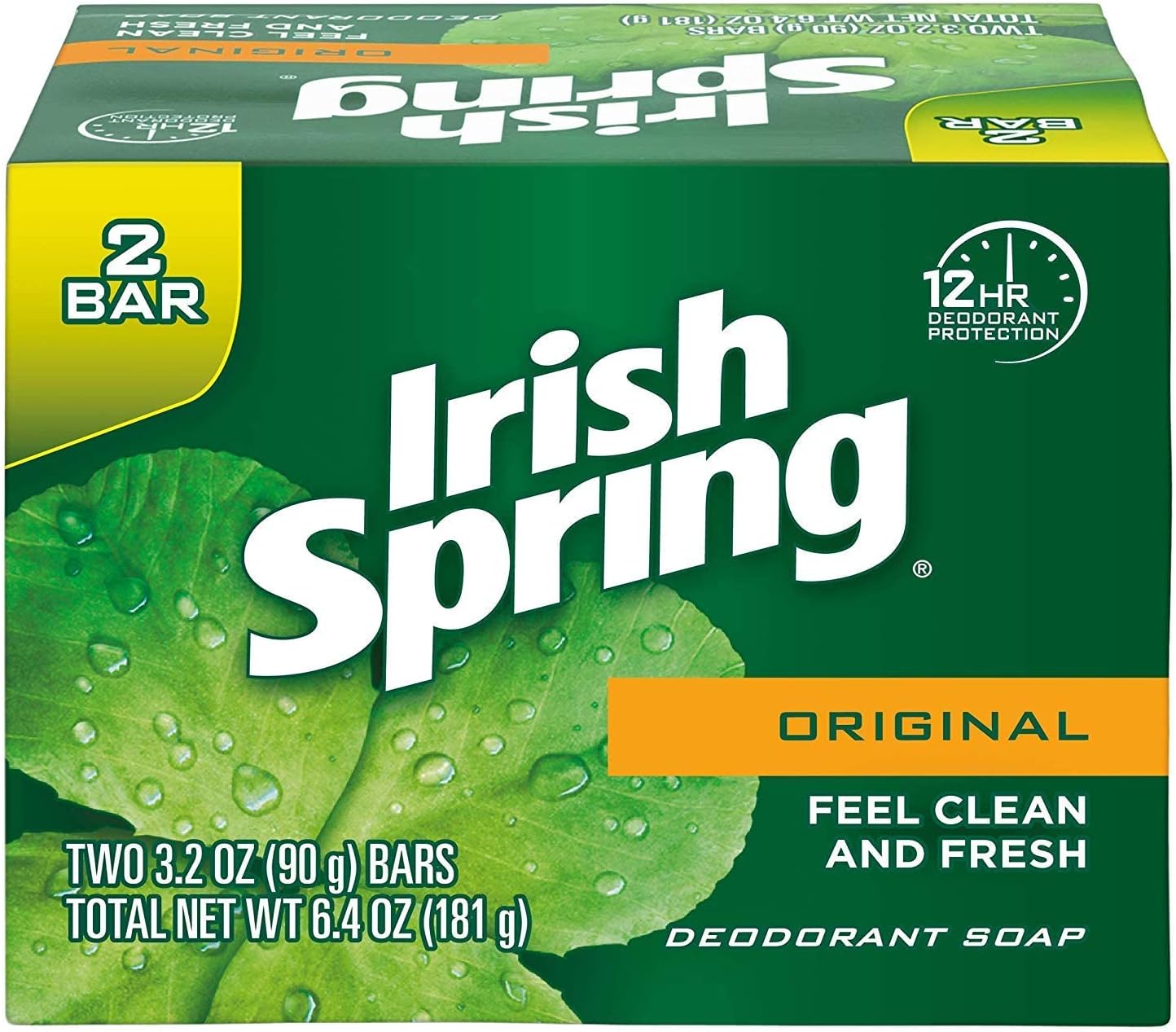 Irish Spring Original Scent Bar Soap 3.2 oz. Pack of 2