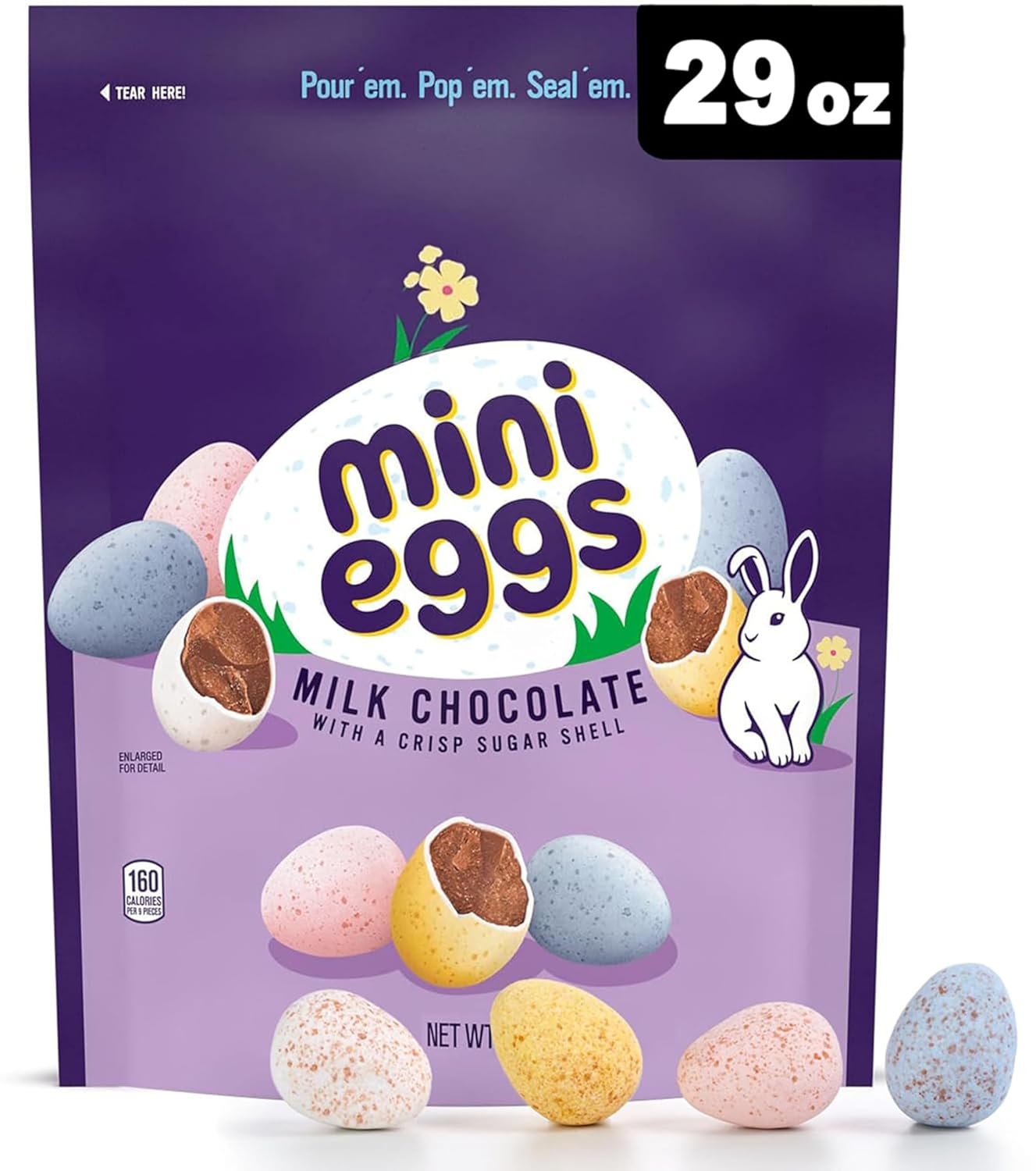 Mini Eggs Candy 29 oz Bag - Bulk Classic Milk Chocolate Eggs with Crisp Sugar Coated Shell Party Favors, Baking Decorations & Treats