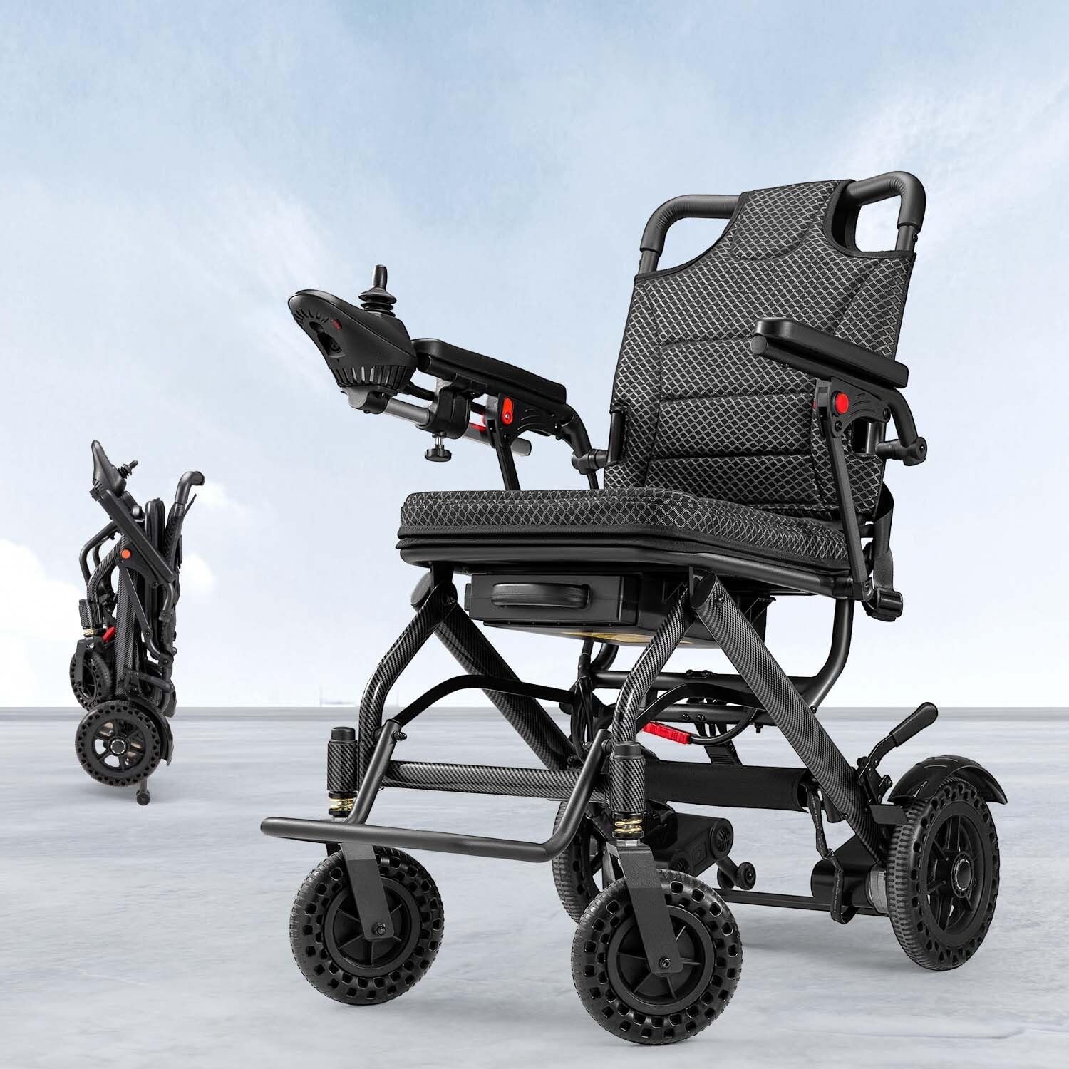 Lightweight Electric Wheelchair, Only 33lbs, Foldable Power Wheelchair for Adults,Dual Motors,Intelligent Folding,Motorized Mobility Scooters for Seniors,All Terrain,Travel Size (220 Pounds Capacity)
