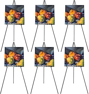 PUJIANG 6 Pack Easel for Display, Foldable Easel Stand, Metal Easels for Displaying Pictures, 63" Easels for Signs Wedding Poster Sign Holder, Art Easel for Painting with Case