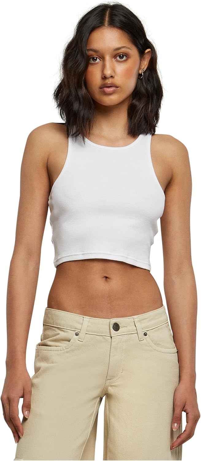 Urban Classics Women's Ladies Cropped Rib Top T-Shirt