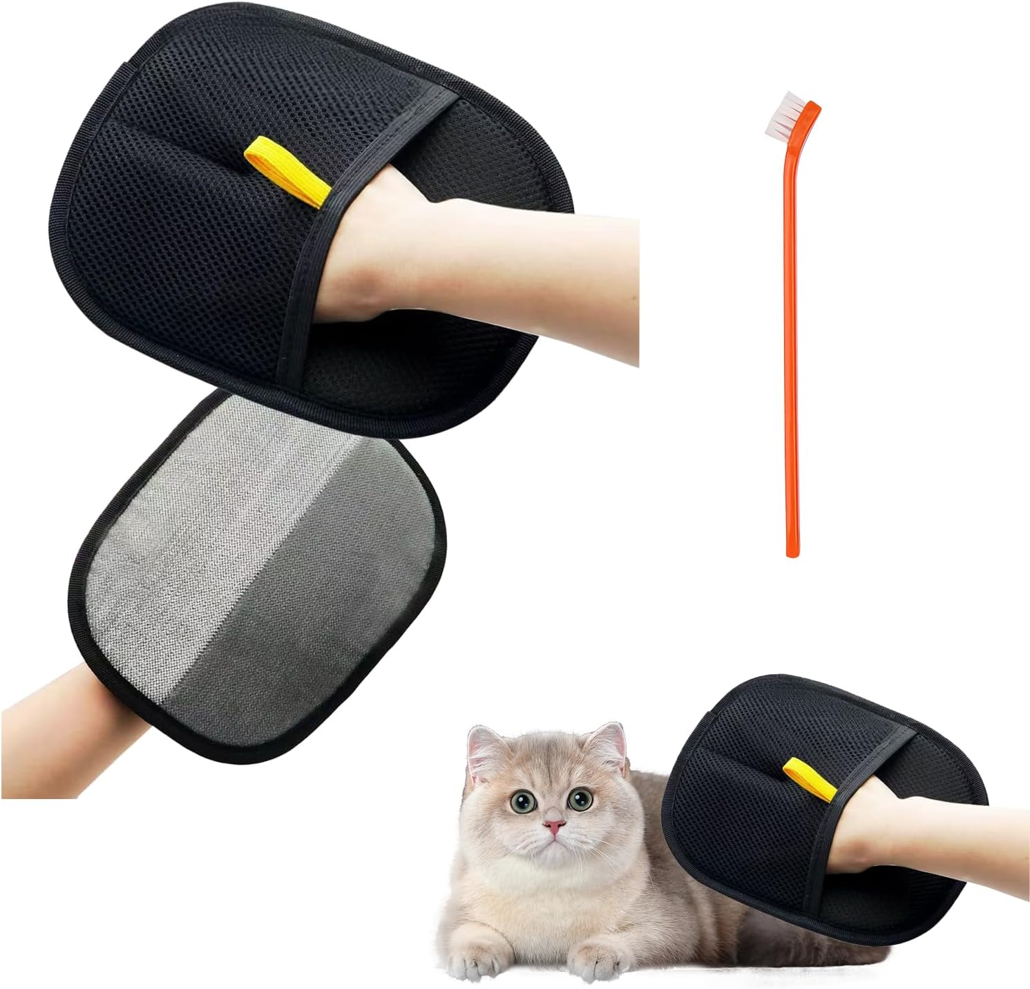 atnayo Dog Cat Grooming Gloves, Static Removal Glove Pet Hair for Washing, Deshedding, Grooming