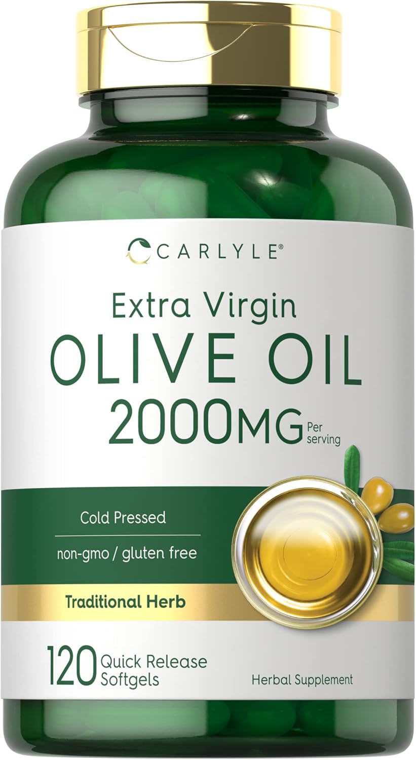 Carlyle Olive Oil Extra Virgin 2000mg | 120 Softgel Capsules | Cold Pressed | Non-GMO & Gluten Free Herbal Supplement