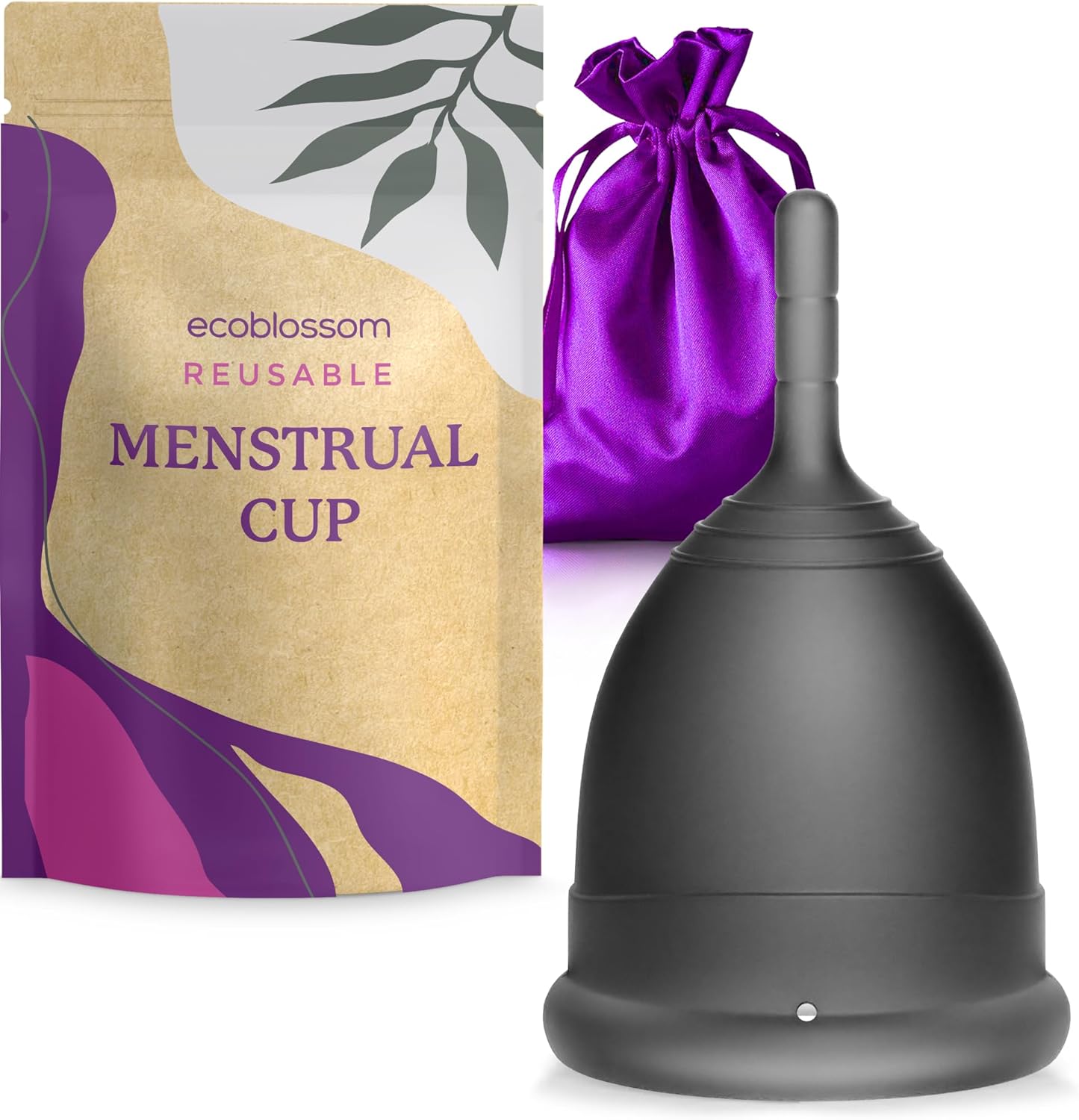 EcoBlossom Menstrual Cup Kit - Tampon, Pad, and Disc Alternative Product - Wear for 12 Hours - Reusable Period Cup/Copa Designed with Soft Flexible Medical-Grade Silicone (Small Cup)