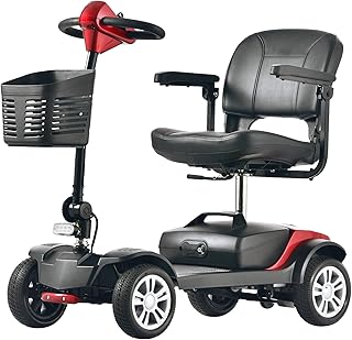 Mobility Scooter, Powered Mobility Scooters for Adults Seniors, All Terrain Motorized Scooter with Seat & Basket, Folding Electric Wheelchair, 4 Wheel Foldable Lightweight Power Scooter-2024 New