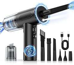 Compressed Air Duster, 100000RPM Handheld Car Vacuum/Air Blower& Pump, 3 Gear Adjustable Electric Air Duster/Car Vacuum Cleaner, Keyboard Duster with LED Light-10 Kits Air Blower for Computer