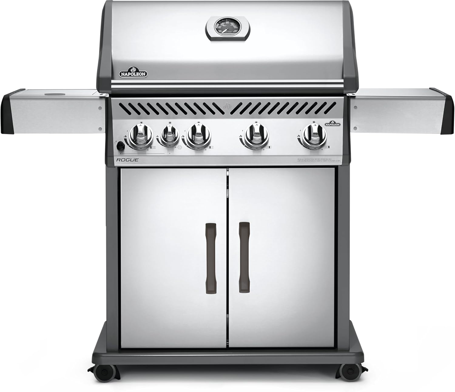 Napoleon Rogue 525 Natural Gas Grill with Range Side Burner, Stainless Steel, Durable 4-Burner Cooking
