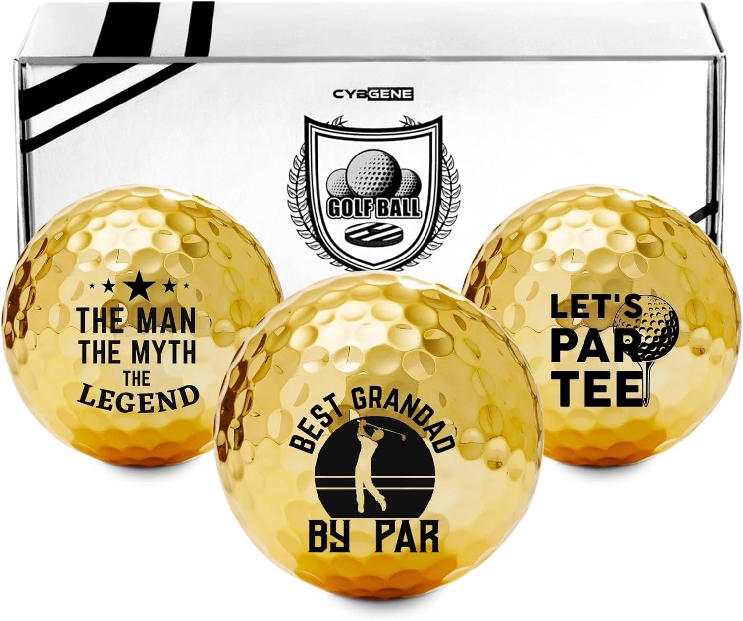 Funny Grandad Gifts Golf Balls Set for Men or Him, Perfect for Grandad, Coworkers, Boss, Golfers, Golf Lovers for Birthday & Father's Day - Gold