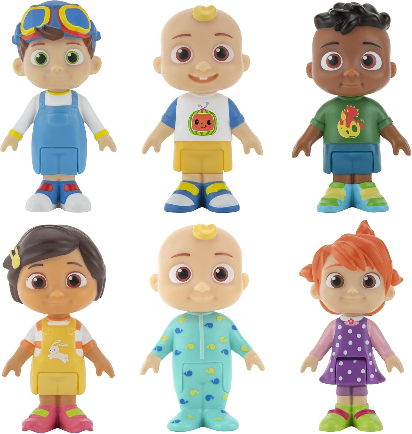 CoComelon Official Friends & Family, 6 Figure Pack - 3 Inch Character Toys - Features Two Baby JJ Figures (Tee and Onesie), Tomtom, YoYo, Cody, and Nina - Toys for Babies and Toddlers