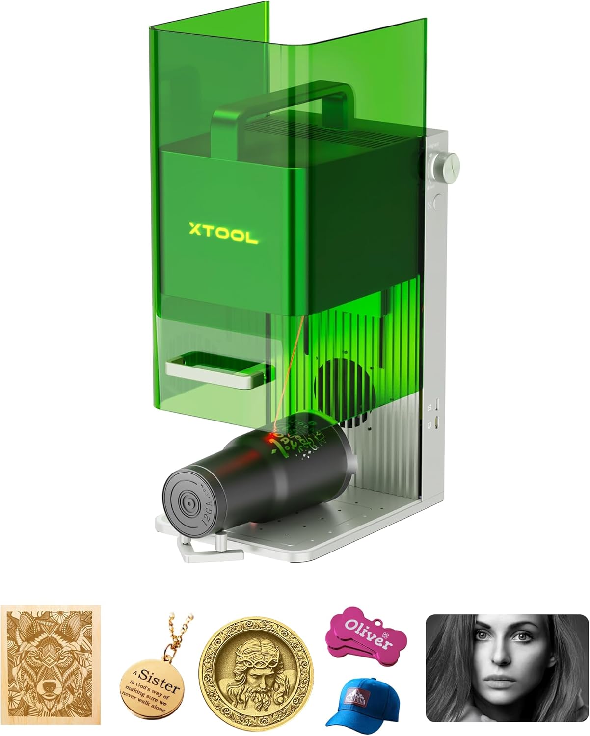 xTool F1 2-in-1 Dual Laser Engraver, Lightning Speed Portable Laser Engraving Machine, HD Laser Engraver for Jewelry, Metal, Wood, Leather