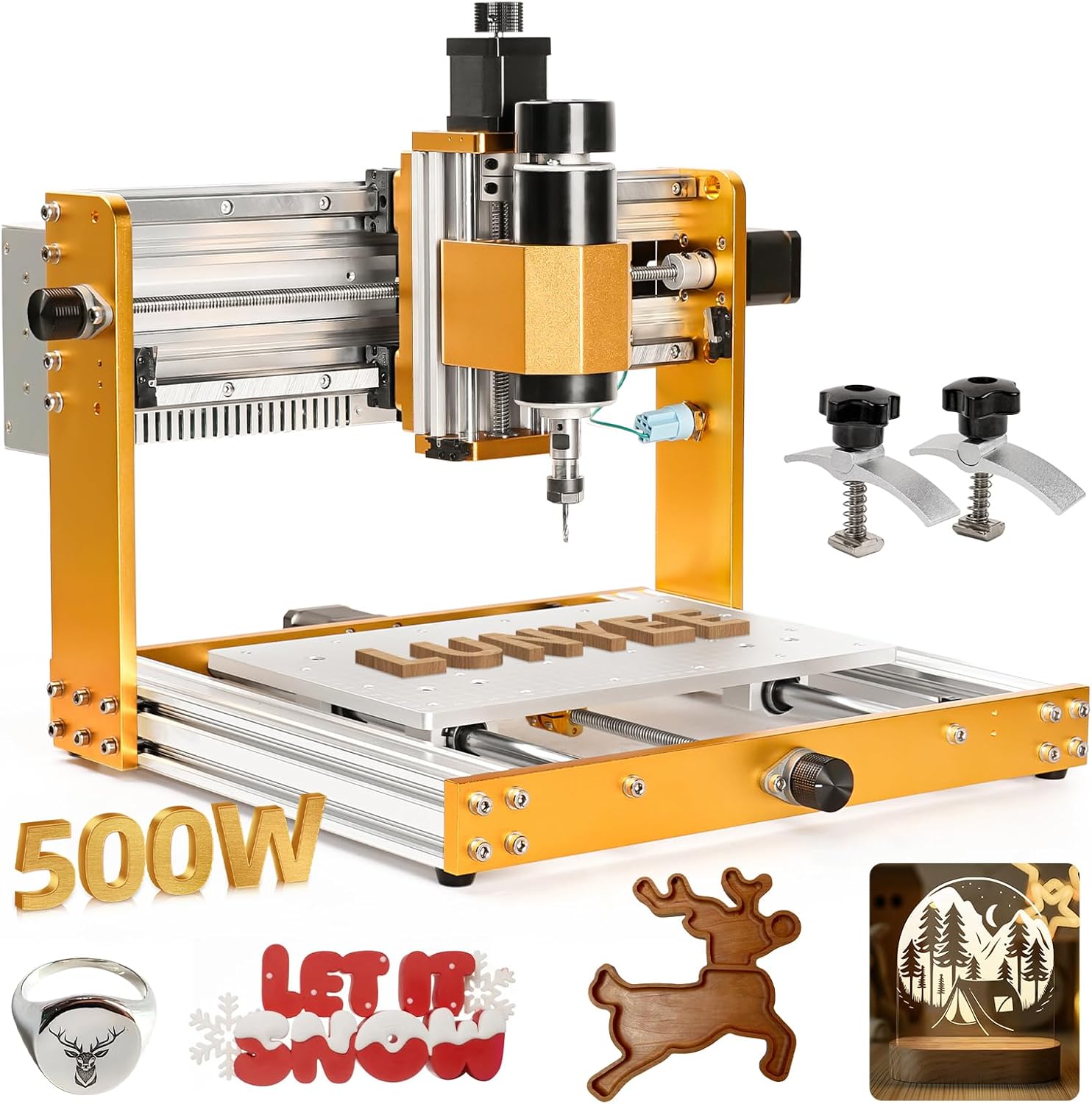 Lunyee 3018 Pro Ultra CNC Machine 500W All-Metal CNC Router Machine, Upgraded 3 Axis Engraver Machine Limit Switches & Emergency-Stop with GRBL Offline Control for Metal, Wood, Acrylic, PCB MDF