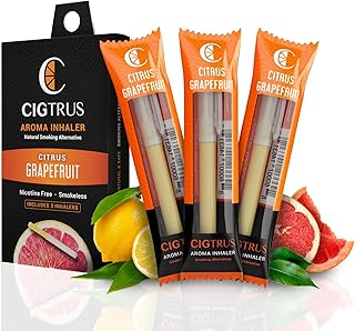 Cigtrus Smokeless Air Inhaler - Natural Smoking Alternative | Tobacco-Free, Nicotine-Free, & Non-Electric | Oral Fixation Relief - Quit Smoking Aid & Stop Vaping Aid | Citrus Grapefruit- 3 Pack