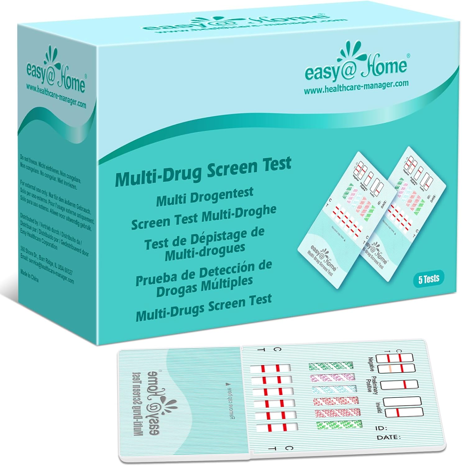 5 x Drug Test Kits Easy@Home 6 Panel Instant - Testing Marijuana (THC), Amphetamine(AMP), Benzodiazepines(BZO), Cocaine(COC), Opiates(Opiate 2000), Methamphetamine(MET/mAMP)-#EDOAP-264