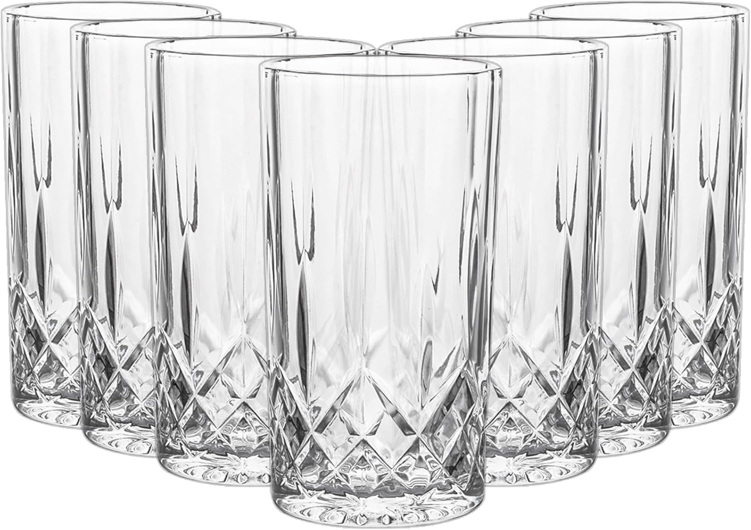 GBACHOOSE Set of 12 Highball Tall Drink Glasses, 300ml Crystal Glass Highball Glasses, Clear Hi Ball Tumbler Glass Perfect for Water, Cocktails, Juice