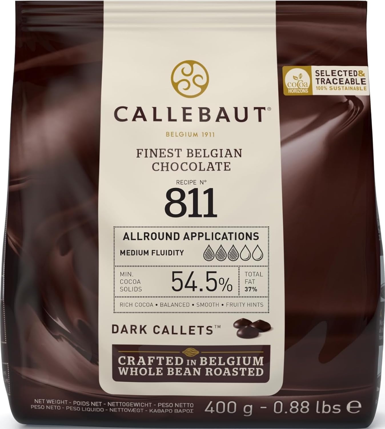 Callebaut Finest Belgian Dark Chocolate, Brown, 400 g