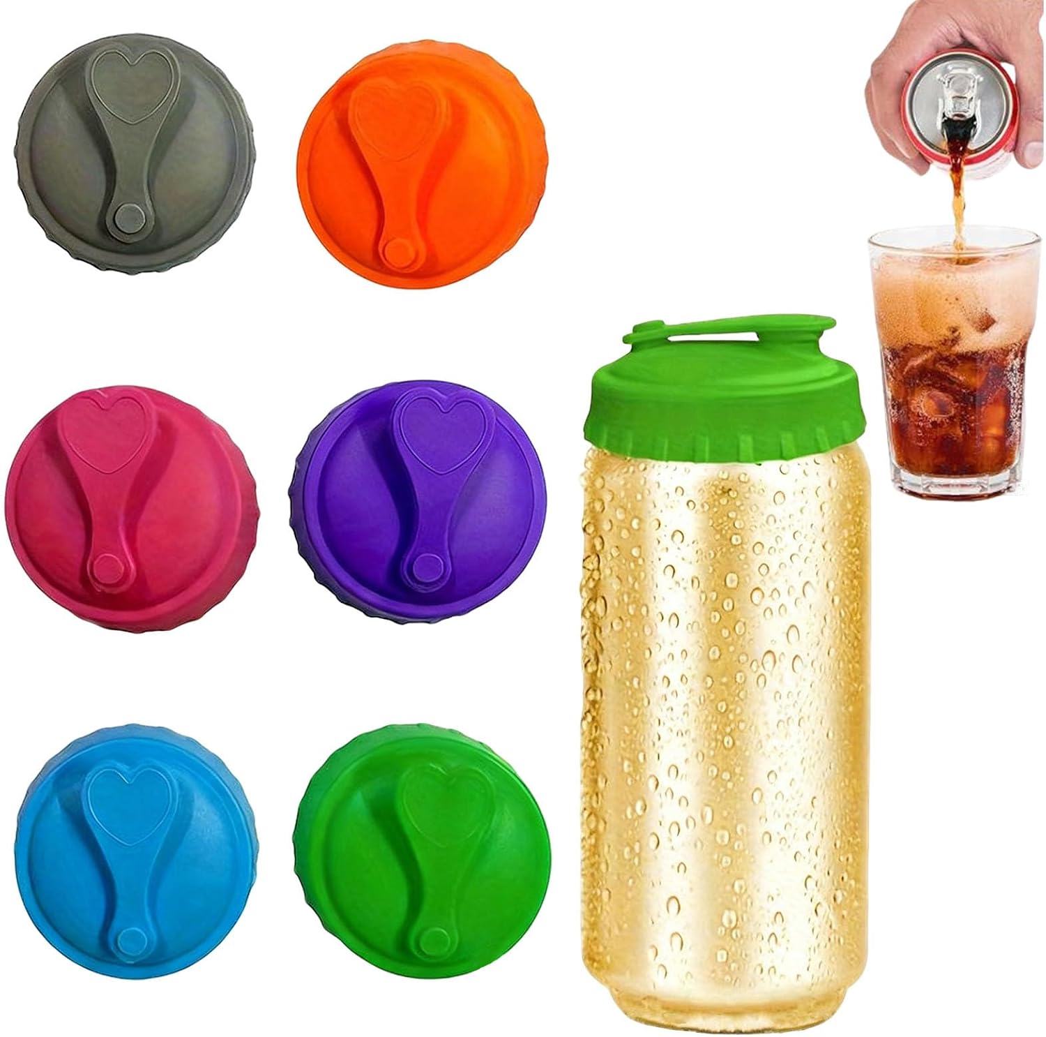 Silicone Can Covers for Drinks Can,6 Pcs Dustproof Drink Can Sealer | Reusable Beverage Can Lids for Fizzy Drinks, Soda Can Cover Lids for Standard Size Cans Beer Energy Drink Juice Coke