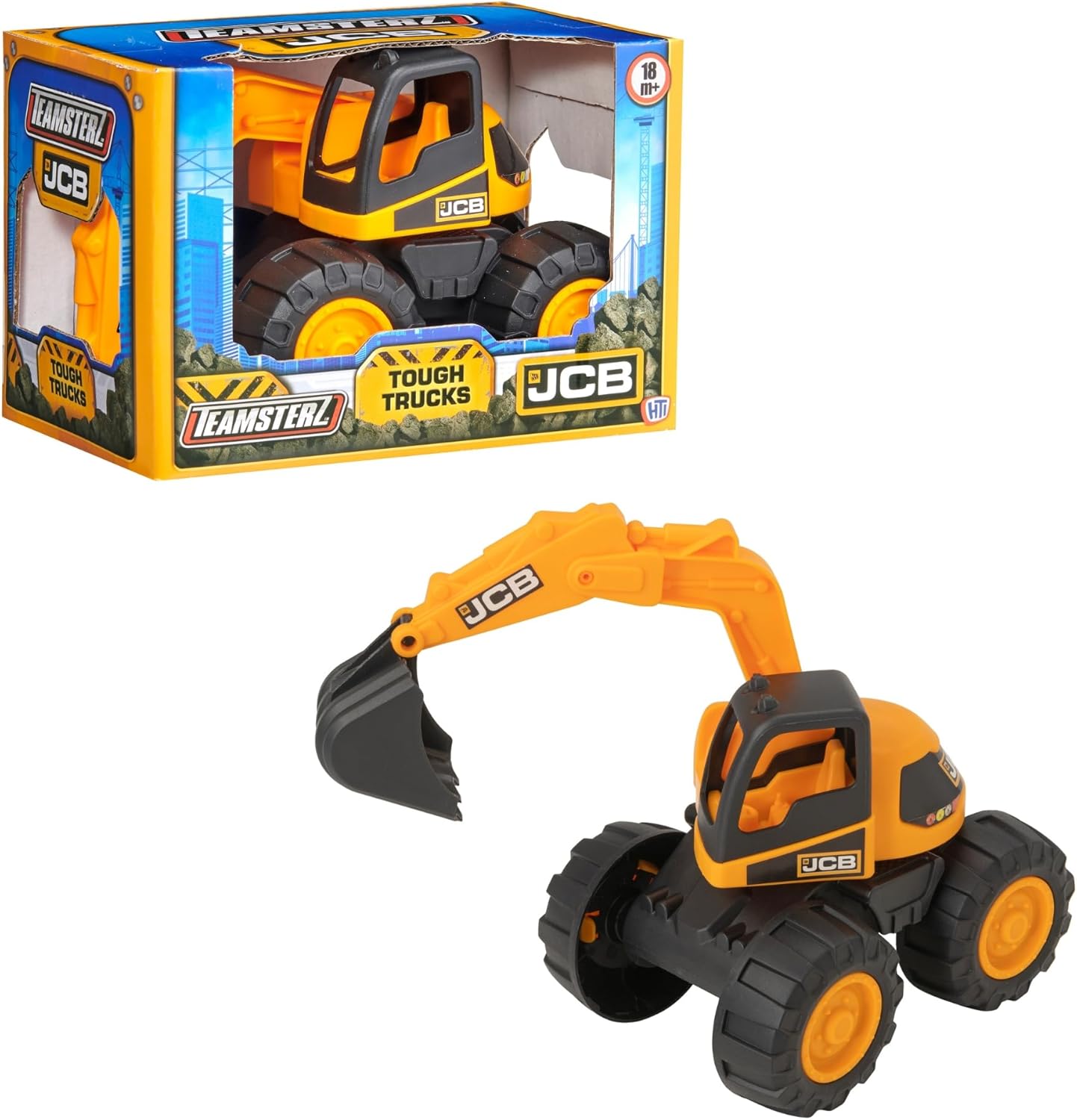 Teamsterz JCB 7-Inch Orange | JCB Construction Vehicle Toy | Indoor, Outdoor & Sandpit Play | Kids' Construction Trucks & Vehicles | Play Figures for Boys & Girls | Durable Toy for 18M+ (Excavator)