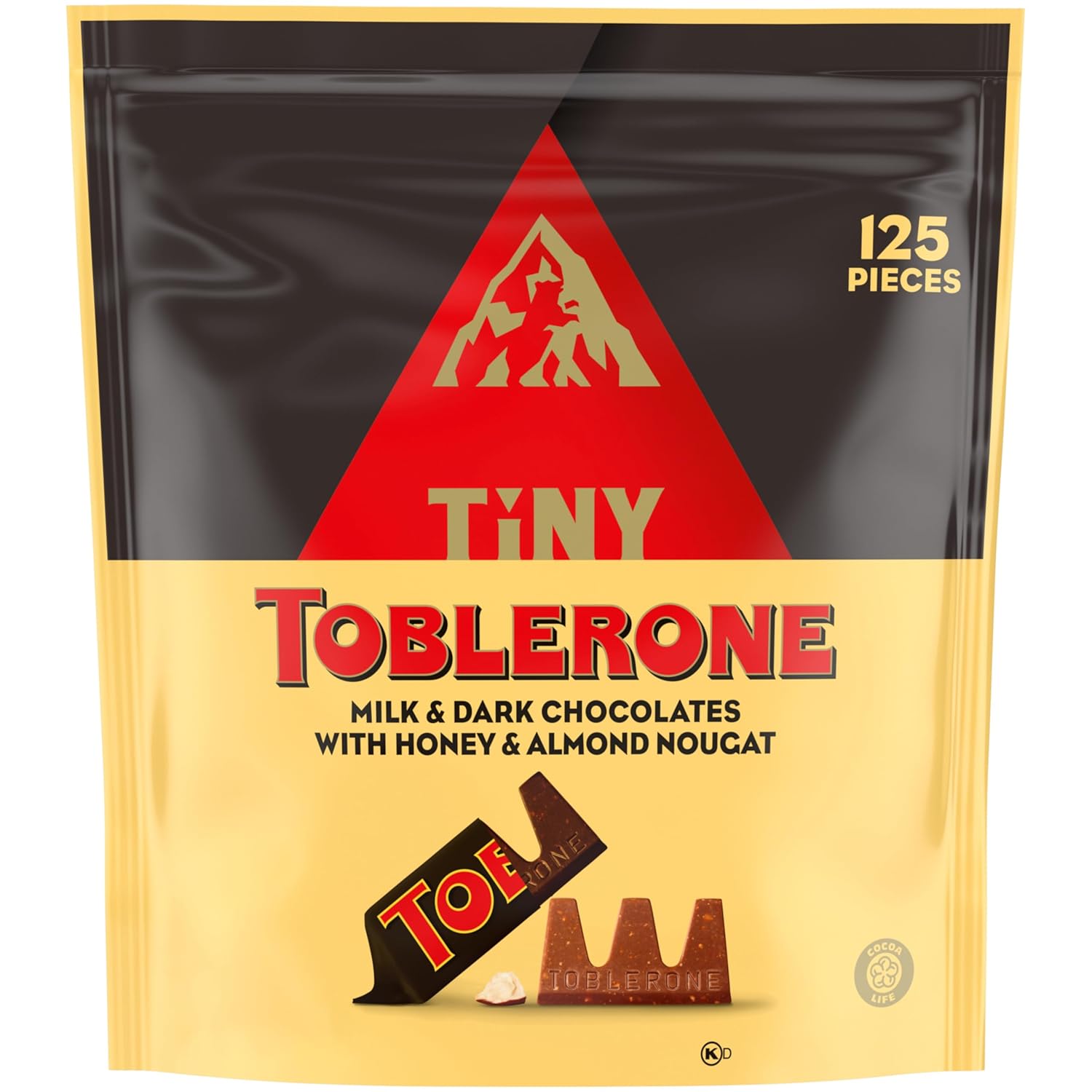 Toblerone Tiny Chocolate Gift Bag Variety Pack (Milk Chocolate and Dark Chocolate Bars), 125 Pieces
