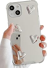 Compatible with iPhone 15 Pro Max case,Mirror Senior Silver Cute Heart Soft Silicone Clear Makeup Mirror Women Girls Shockproof Protect Cover Case for iPhone 15 Pro Max.