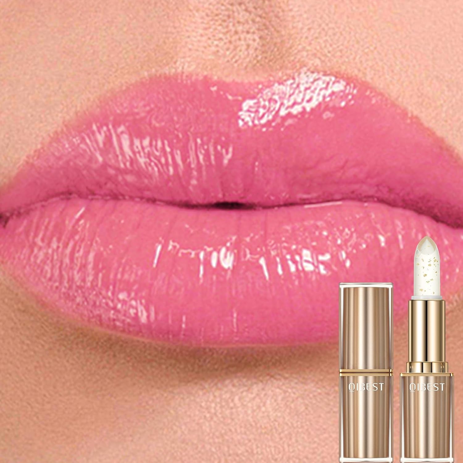 Gold Foil Color Changing Lipstick – Temperature-Activated Jelly Lip Balm, Long-Lasting Hydration, Natural-Looking Lip Colour, Moisturising Lip Tint