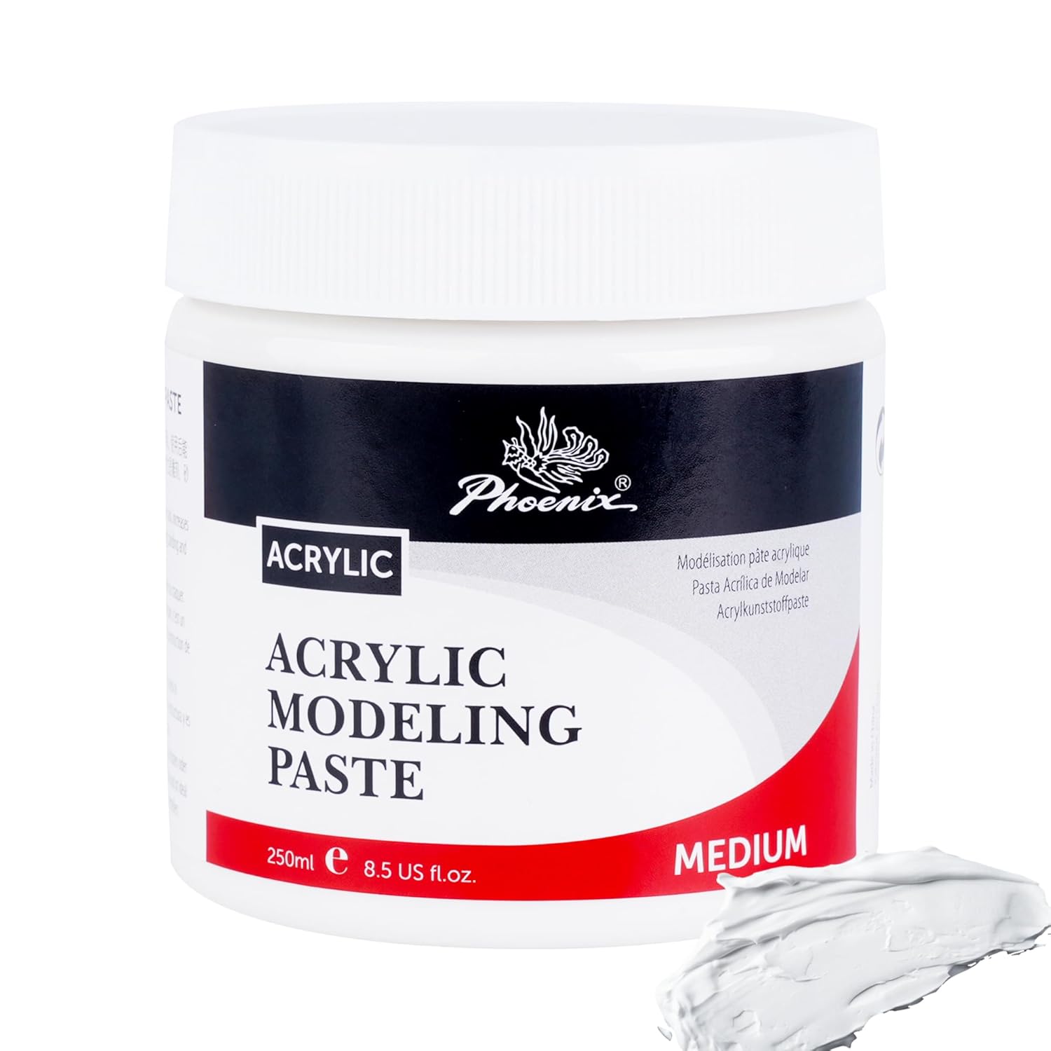 PHOENIX Modeling Paste for Textured Art (8.45 Fl Oz /250ml), Professional Acrylic Medium, Texture Paste for Acrylic Pains - Paint Supplies for Canvas Painting