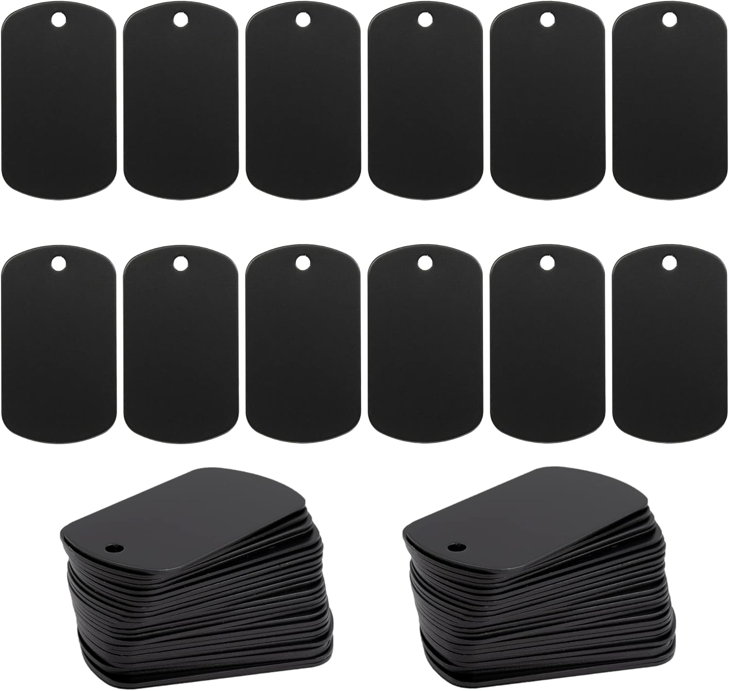 StayMax 100 Pack Anodized Aluminum Engraving Blank Tags Stamping Blanks (Black)