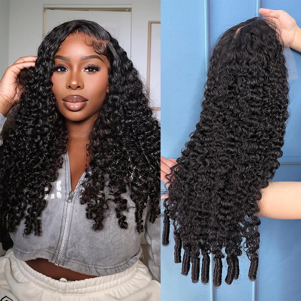 MSGEM 13x6 HD Lace Front Wigs Human Hair Burmese Curly Wig Spiral End 24 inch 200% Density Brazilian Curly Wave Transparent Lace Frontal Wigs for Women Pre Plucked with Baby Hair