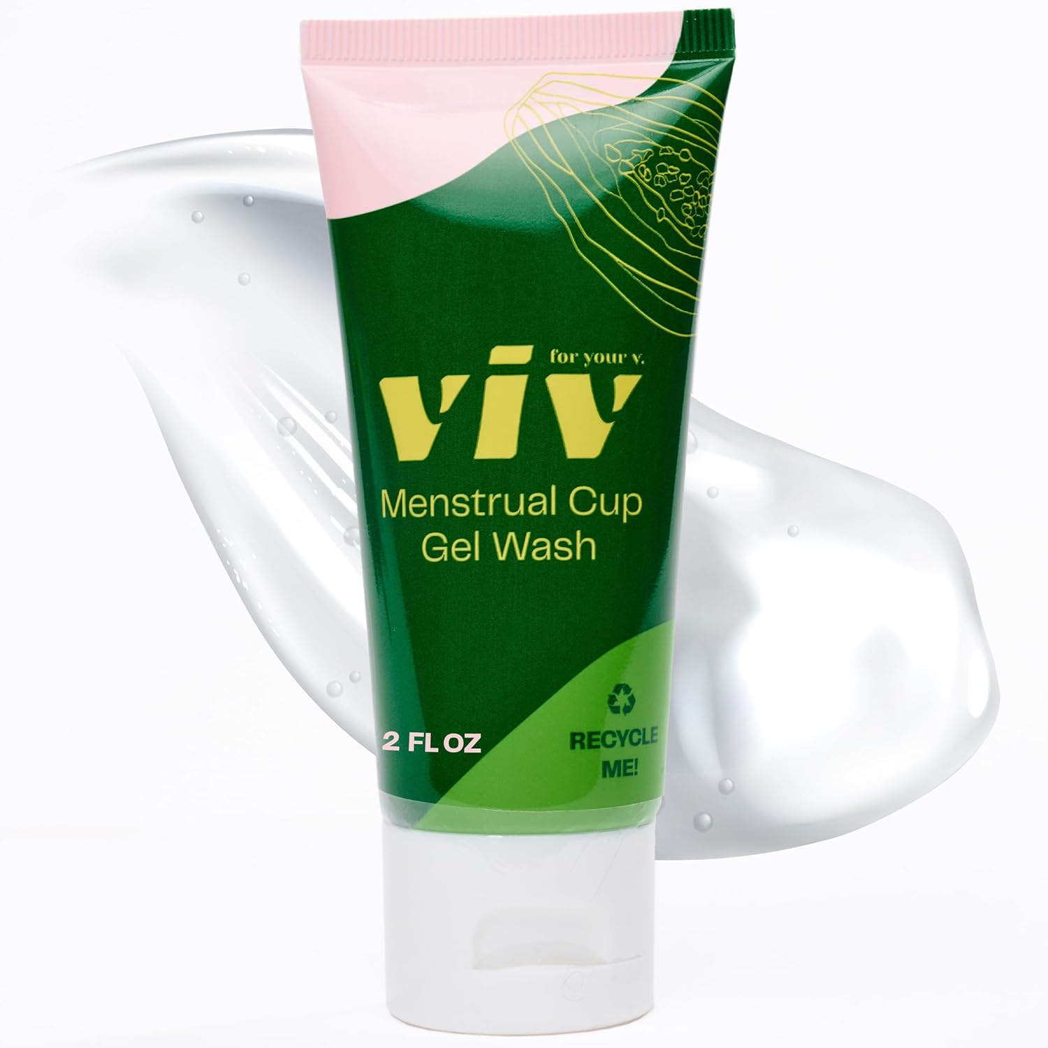 Viv for your V Premium Menstrual Cup & Disc Gel Wash, Gentle, Safe, Cleanser to Wash Reusable Silicone Period Cups & Discs, Free of Toxins, Parabens, and Fragrances, 2 fl. oz.
