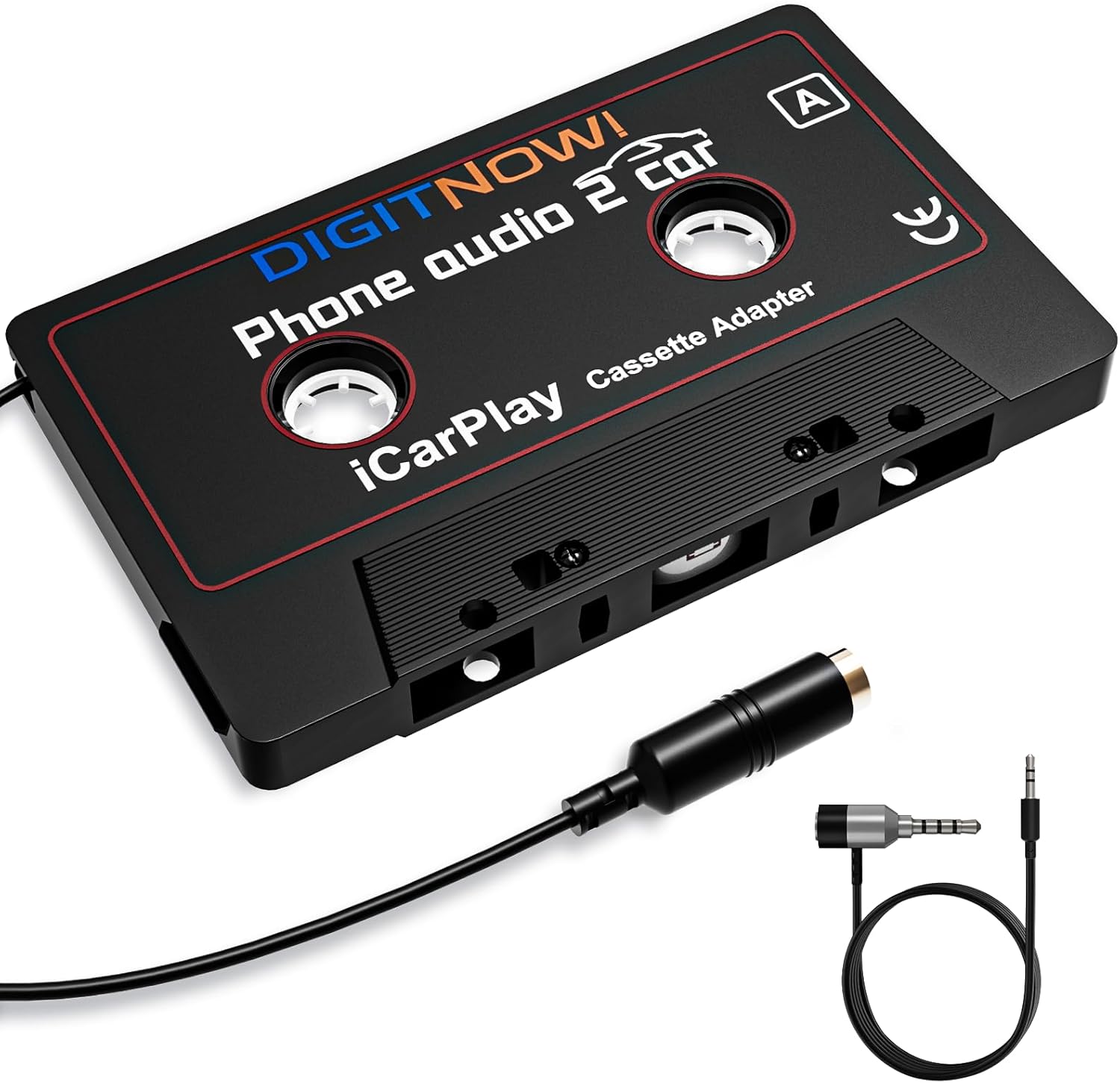 Car Cassette Adapter with 3.5MM Aux Cable - Adjustable Cable Orientation - Universal Audio Cassette to Car Stereo for Smartphone, MP3 Player