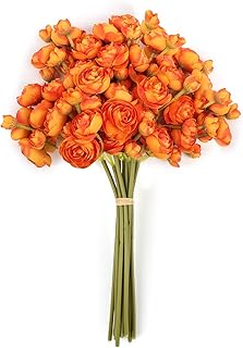 DEEMEI Ranunculus Artificial Flowers Peonies Faux Flowers Fall Flowers Fake Mini Ranunculus Flowers for DIY Bridal Wedding Bouquets Centerpieces Baby Shower Party Home Decorations (Burnt Orange)