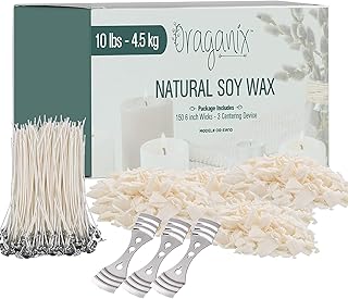 DIY Candle Making Kit and Candle Making Supplies - Soy Wax for Candle Making - 10lbs Soy Candle Wax - 150 6-Inch Pre-Waxed Candle Wicks - 3 Metal Centering Devices - Bulk Flakes Soy Wax 10 lb