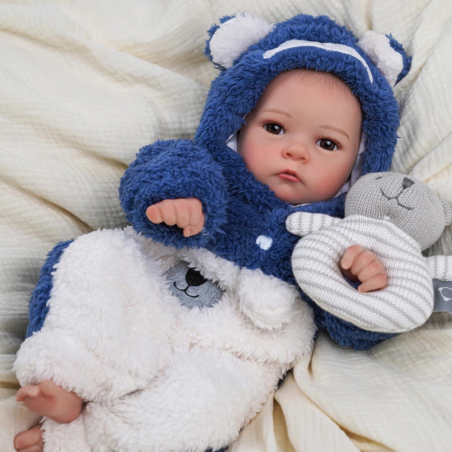 BABESIDE Lifelike Reborn Baby Dolls Boy Tate - 17inch Lithe Body Realistic Newborn Poseable Arms and Legs Real Life Doll with Box for Kids Age 3+