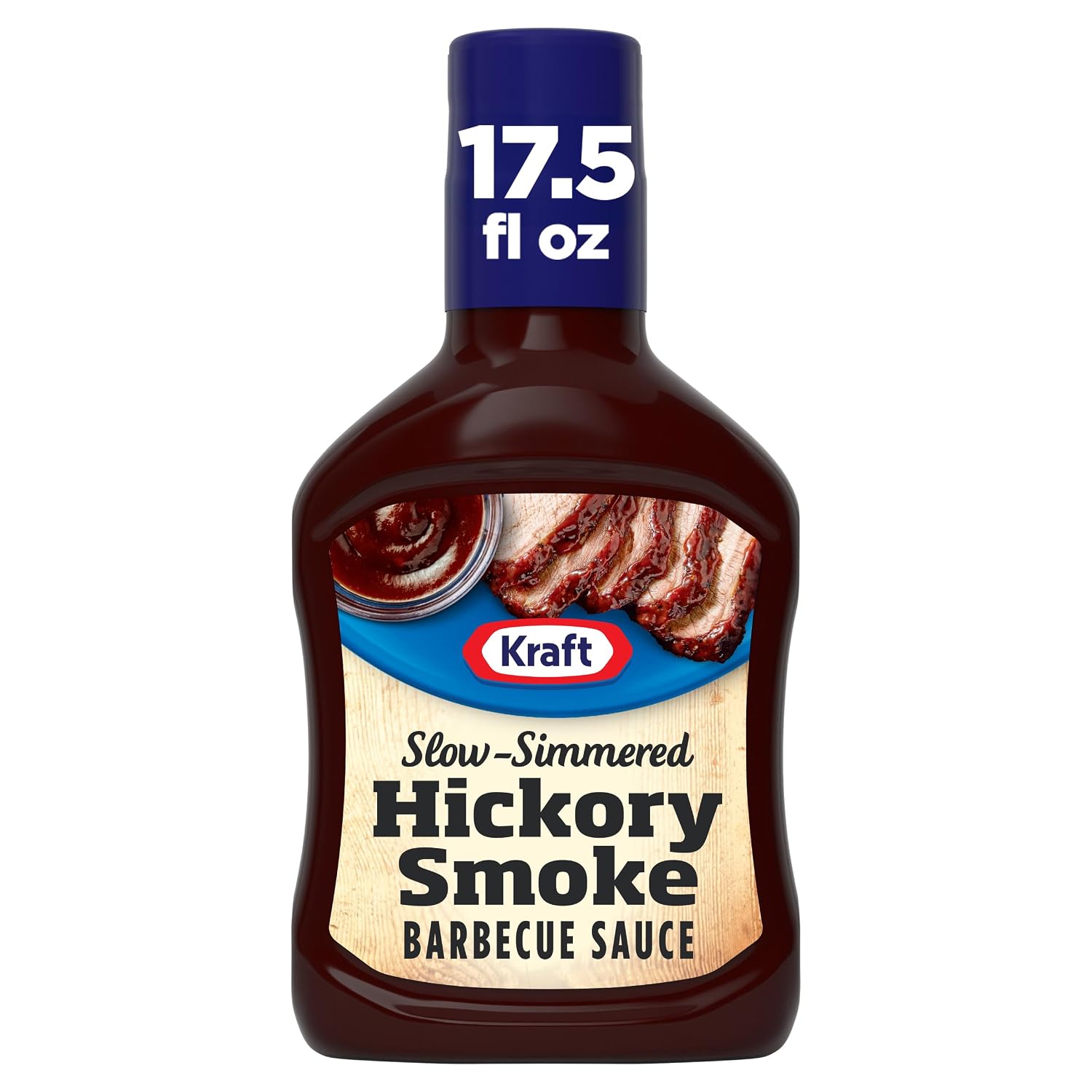 Kraft BBQ Sauce, Hickory Smoke Slow-Simmered Barbecue, 17.5 oz Bottle | 50 Calories, Bold, Smoky BBQ Sauce & Dip, Rich & Thick, Great as a Marinade, Condiment or Dipping Sauce