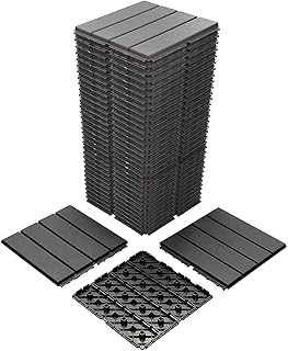 36 sq. ft Plastic Interlocking Deck Tiles, 36 Pack,12"x12" Waterproof Outdoor Flooring All Weather Use, Patio Floor Decking Tiles for Porch Poolside Balcony Backyard, Dark Grey