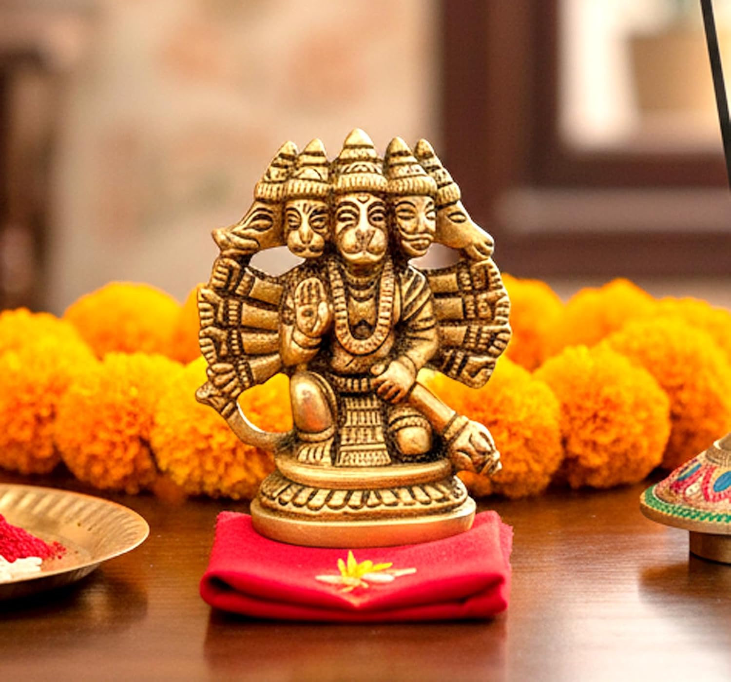 eSplanade Brass Panchmukhi Hanuman Anjani Pavan Putra Bajrangbali Maruti Idol Murti Moorti Statue (2.5 inches)