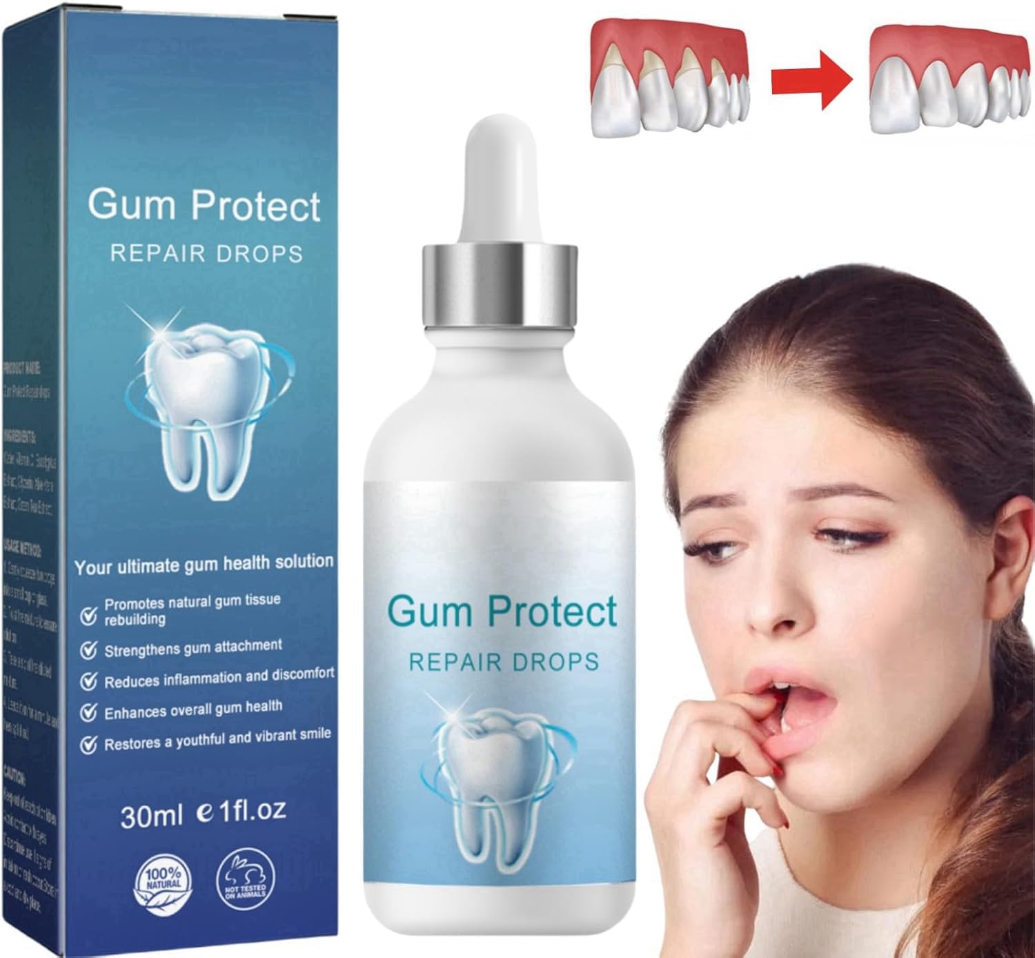 Gum Regrowth Drops,Gum Repair for Receding Gums,Natural Gum Restore Liquid Drops Mouthwash,Receding Gum Treatment,Gum Regrowth for Receding Gum,Gum Repair Treatment for Gum Health,Gum Disease Gel