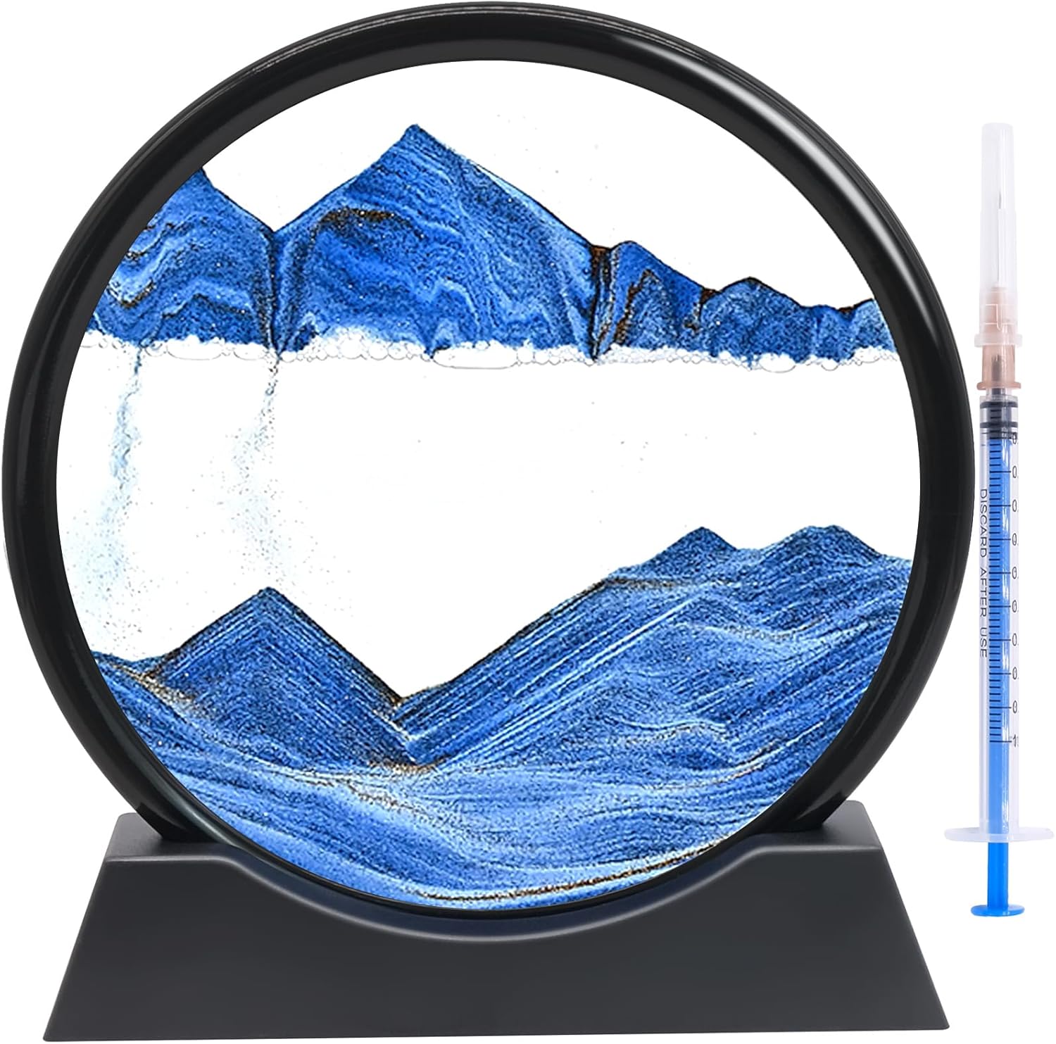 BLLREMIPSUR Moving Sand Art Picture Liquid Motion Round Glass, 3D Deep Sea Sandscape in Motion Display Flowing Sand Frame Desktop Home Office Work Decor Gifts