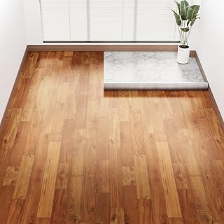 Oxdigi Vinyl Flooring Roll 32 sq.ft | 3'4"W x 9'10"L, PVC Leather-Like Linoleum Floor Covering, Waterproof Durable Heavy Vinyl, Easy to Install with Tape, Removable- No Adhesive Backing, Natural Oak