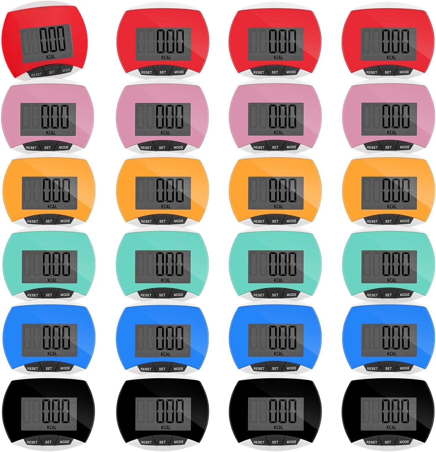 24 Pcs Pedometer for Walking Bulk LCD Step Counter with Calories Burned Portable Accurately Step Tracker for Women Man Adults Jogging Hiking Running Walking