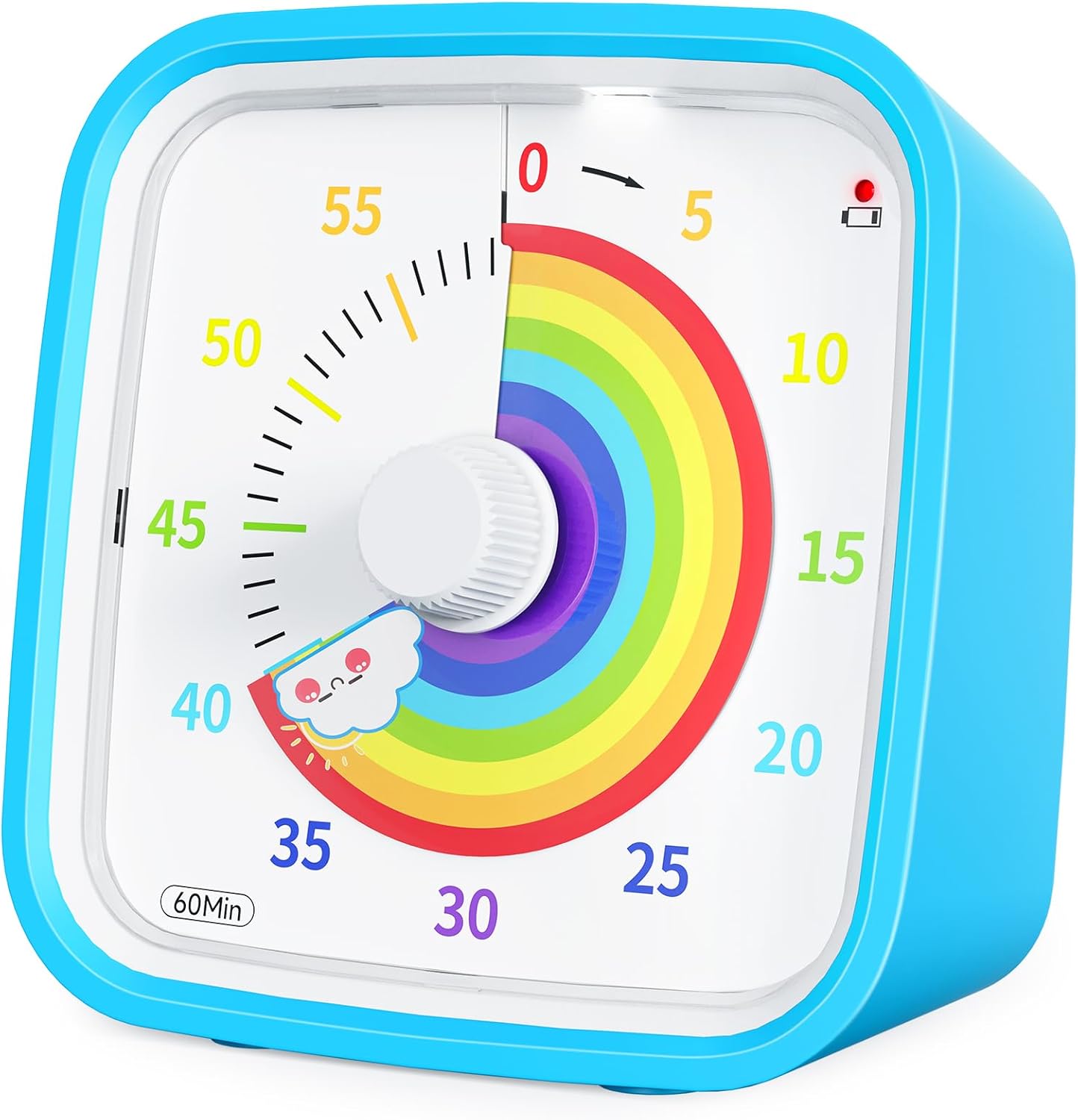 Yunbaoit Rainbow Disk Visual Timer with Protective Case, 60 Minute Countdown Timer for Kids and Adults, Silent Time Management Tool(Blue Rainbow)