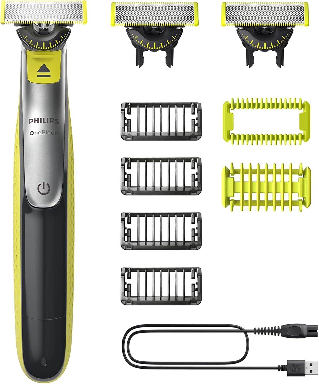 Philips OneBlade 360 Authentic Face & Body Electric Beard Trimmer, Shaver and Body Groomer, 3X 360 Blades, 4X Stubble Comb (1,2,3,5mm), 1x Body Kit, QP2834/31
