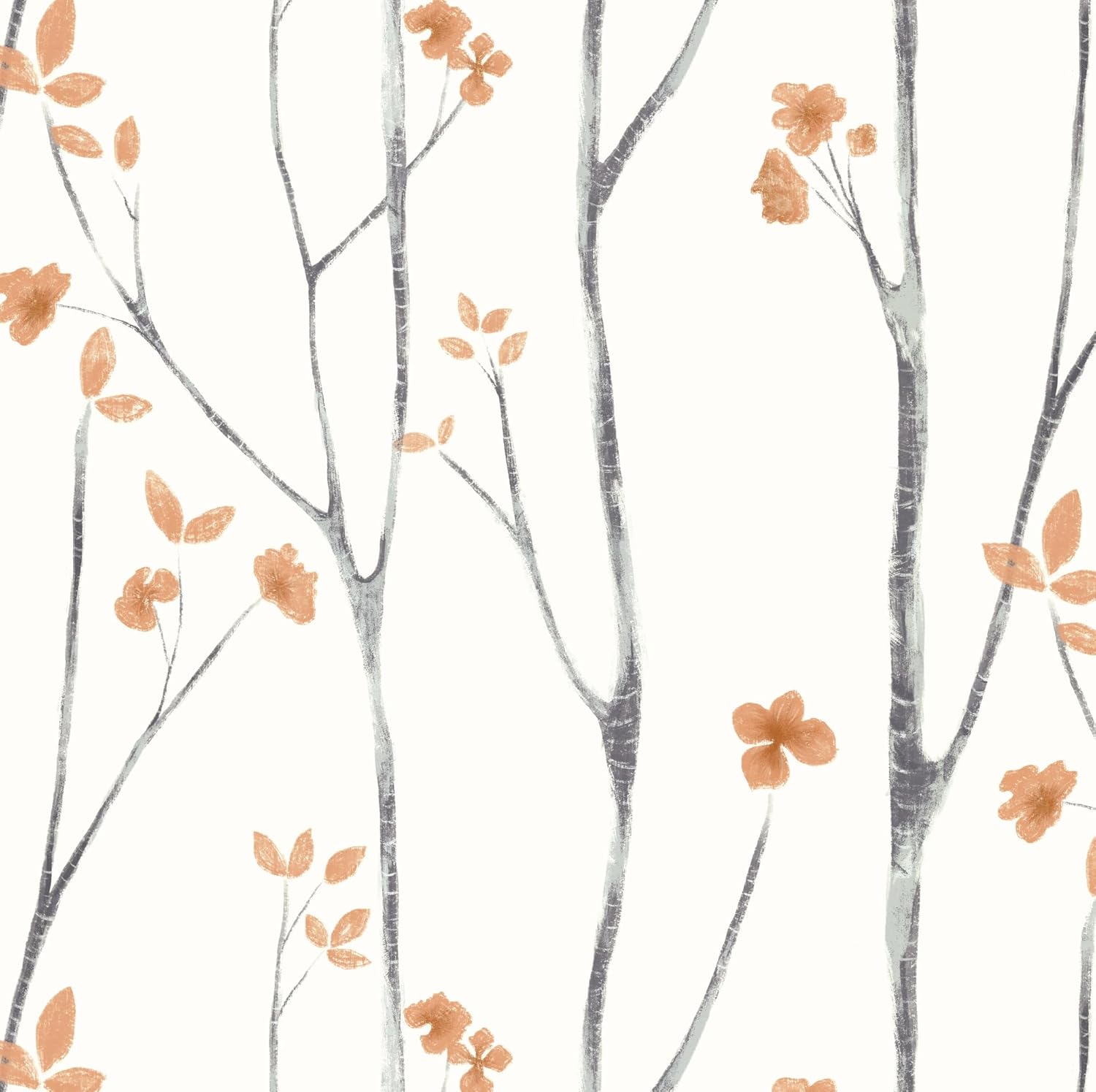 Timeet Floral Wallpaper Peel and Stick Wallpaper Boho 16.14"x393.7" Flower Wallpaper Tree Contact Paper Self Adhesive Removable Wallpaper for Walls Covering Vinyl Roll